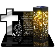 Lampiony i znicze - ZNICZ SOLARNY LED WIECZNY PODSTAWKA NA CMENTARZ GRÓB lampka Krzyż 3D - miniaturka - grafika 1