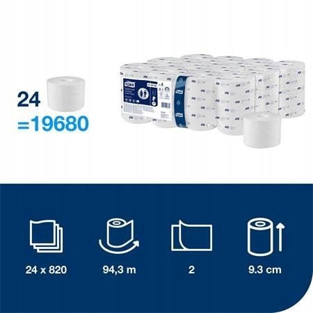 Tork OptiServe T7 Toiletpapir uden hylse avanced 2-lags 94,3m 24ruller