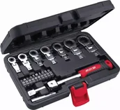 Klucze udarowe - Klucz udarowy Dedra Klucze kątowe z grzechotką 6-19mm,CrV 20szt,wymienne głowice - miniaturka - grafika 1