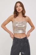 Koszulki sportowe damskie - Calvin Klein Jeans top damski kolor złoty - miniaturka - grafika 1