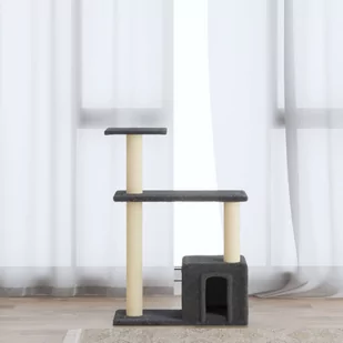 vidaXL Drapak dla kota z sizalowymi słupkami ciemnoszary 70 cm 171435 - Drapaki dla kotów - miniaturka - grafika 1