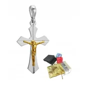 Dewocjonalia - Srebrny Krzyżyk 925 Krzyż Z Jezusem Chrystusem Katolicki Pozłacany Prezent - miniaturka - grafika 1