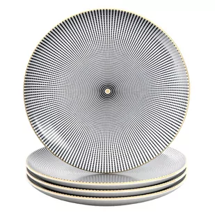 4x Talerz Porcelanowy Wzór Bez Końca - Czarny White - 15,3 cm - Talerz Śniadaniowy Talerz Deserowy Talerz Serwujący do Sałatek Owoców Makaronów Dese.. - Talerze - miniaturka - grafika 1