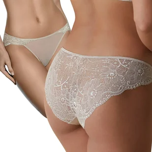 Majtki Damskie Figi Koronkowe Super Wygodne Pełne Sexy Premium Beżowe XL - Majtki damskie - miniaturka - grafika 1