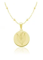 Naszyjniki - Kwiaty Polskie - Naszyjnik z Konwalią - Grawer - kulki - 24k złocenie - miniaturka - grafika 1