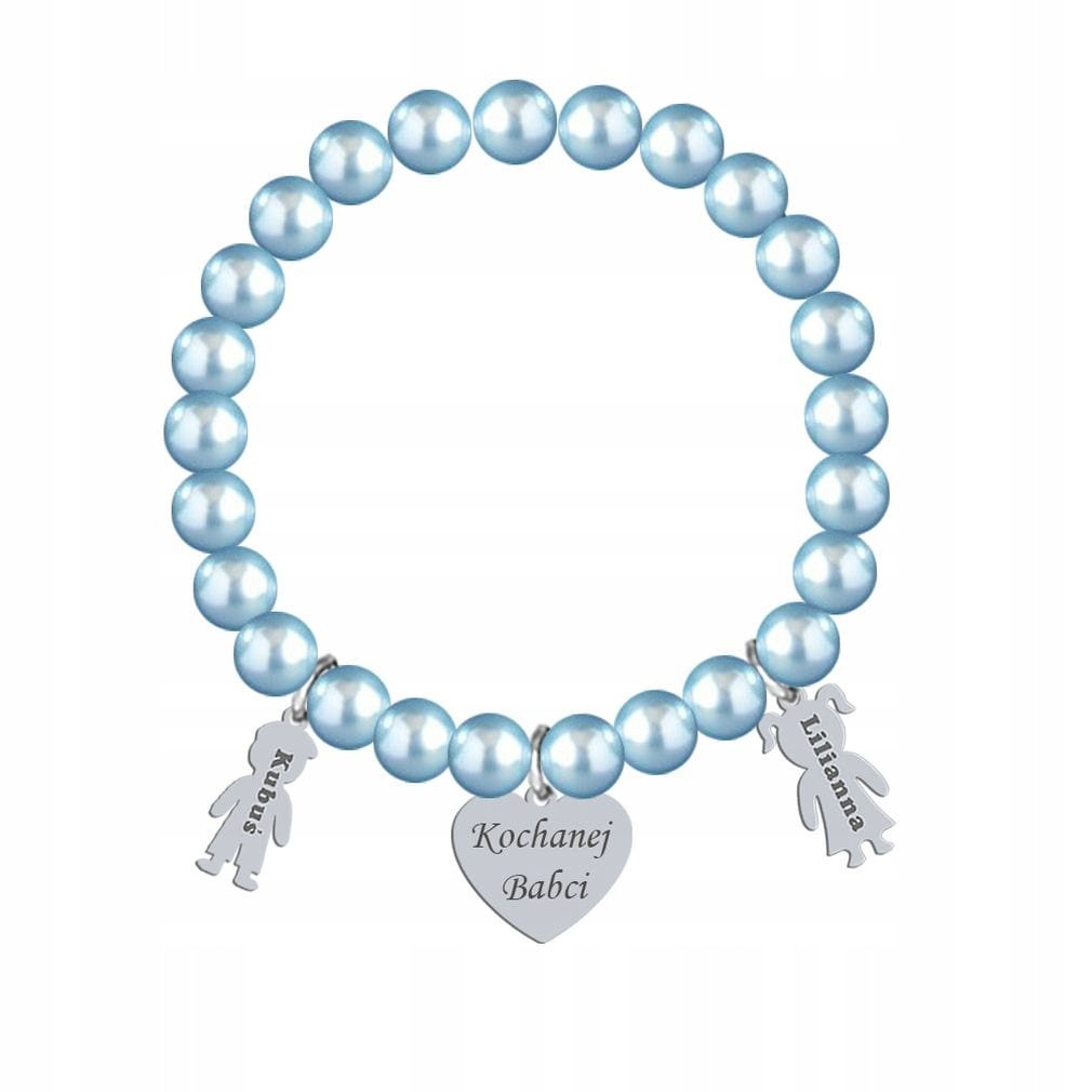 Bransoletka Srebrna dla Mamy Imię Dziecka Perły Grawer Życzenia Gratis