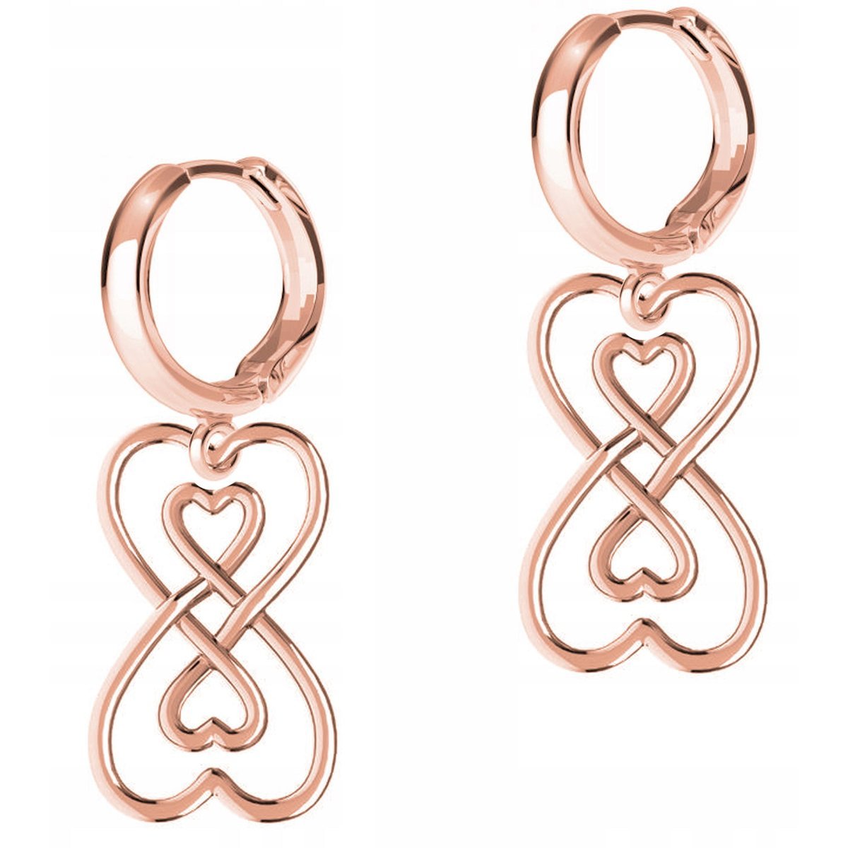 Kolczyki Pozłacane Serca z Nieskończonością Nieskończoność SREBRO 925