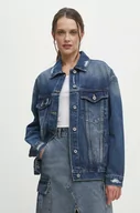 Kurtki damskie - Answear Lab kurtka jeansowa damska kolor niebieski przejściowa oversize - miniaturka - grafika 1