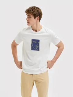 Koszulki męskie - Selected Homme T-Shirt Rob 16084688 Biały Relaxed Fit - grafika 1
