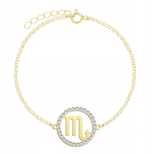 ZŁOTA BRANSOLETKA ZNAK ZODIAKU SKORPION ŁAŃCUSZEK PREZENT ŻYCZENIA 925 - Bransoletki - miniaturka - grafika 1