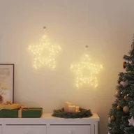 Oświetlenie świąteczne - vidaXL Lampki choinkowe sylwetka gwiazdy 2 szt. 50 LED ciepły biały - miniaturka - grafika 1