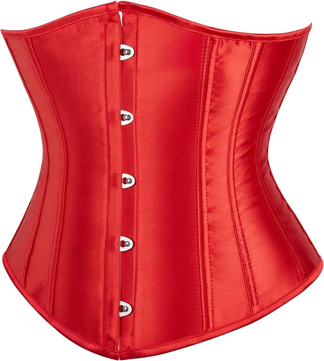 SZIVYSHI Gorset Wyszczuplający Modelujący Talię Satynowy Wiązany Czerwony M