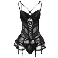 Gorsety - Gorset wieczorowy z siateczkowymi wstawkami - miniaturka - grafika 1