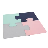 Maty edukacyjne - KiddyMoon Piankowe Puzzle do zabawy Kwadrat różowy-miętowy-jasnoszary-granatowy 4 Zabawka mata - miniaturka - grafika 1