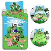 Pościel dla dzieci - Minecraft Komplet bawełnianej pościeli, pościel na zamek 140x200 cm, Oeko-Tex - miniaturka - grafika 1