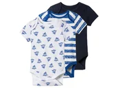 Body dla niemowląt - lupilu® Body niemowlęce z bawełny, 3 sztuki (Paski/granatowy/biały, 50/56) - miniaturka - grafika 1