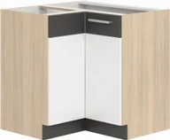 Szafki kuchenne - Szafka dolna narożna kuchenna stojąca MODENA MD21/D90NW biały połysk / grafit - miniaturka - grafika 1