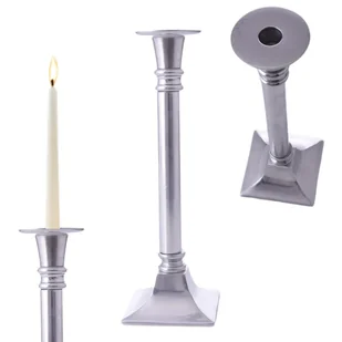 ŚWIECZNIK ALUMINIOWY SREBRNY STOJAK NA ŚWIECĘ ŚWIECZKĘ 30cm - Świeczniki - miniaturka - grafika 1