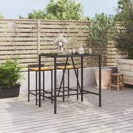 Stoły ogrodowe - Stolik barowy ze szklanym blatem, czarny, 110x70x110 cm Lumarko! - miniaturka - grafika 1