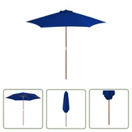 Parasole ogrodowe - The Living Store Parasol ogrodowy na drewnianym słupku - niebieski - 270 cm - Parasol Ogrodowy - miniaturka - grafika 1