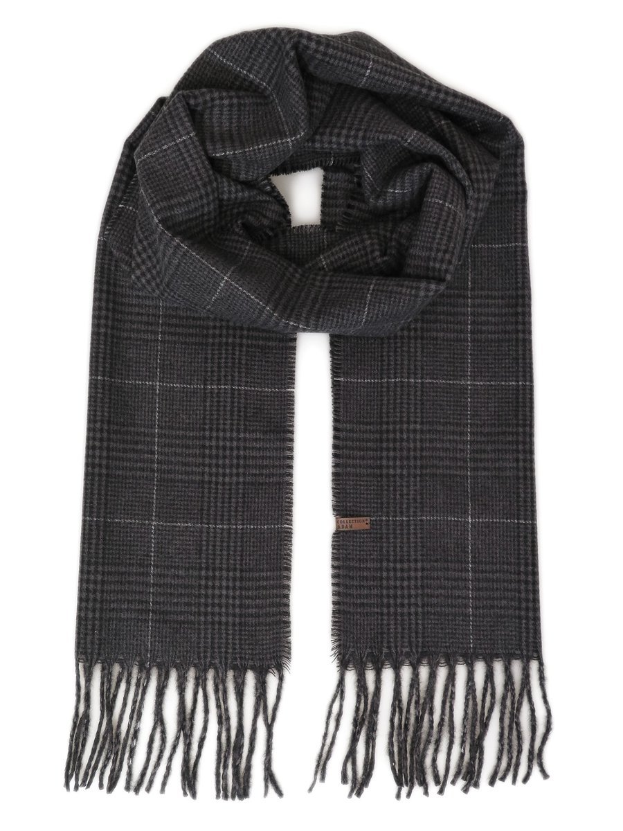 Szary szalik męski w kratę R46