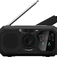 Radia - Radio awaryjne - Małe radio przenośne - Panel słoneczny i korbka ręczna - Radio pogodowe - Radio AM/FM (czarne) - miniaturka - grafika 1