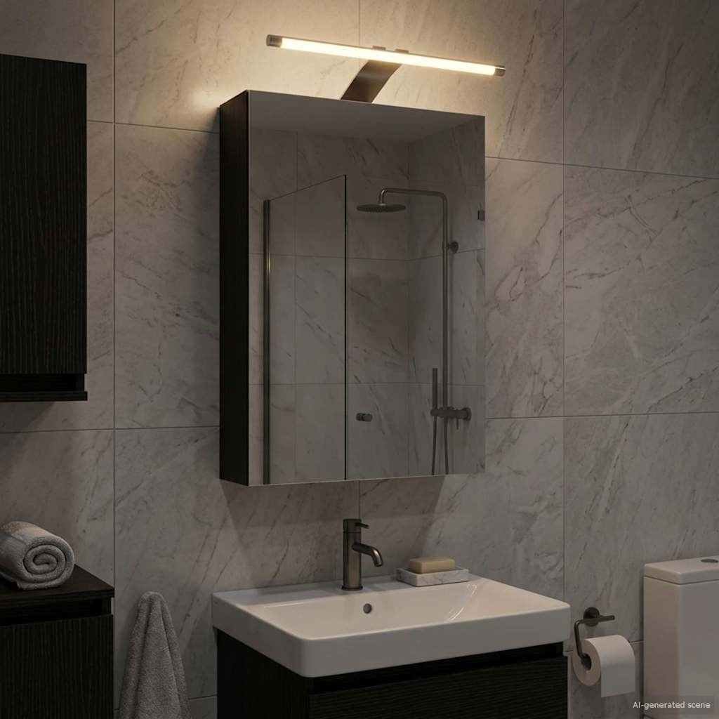 vidaXL vidaXL Szafka z lustrem do łazienki Czarny Dąb 30 x 10,5 x 50 cm