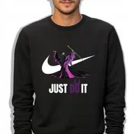 Bluzy męskie - Bluza Dresowa Męska Czarna JUST DO IT Swoosh Sportowe Wzory Rozmiar S - miniaturka - grafika 1