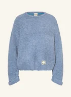 Swetry damskie - Ichi Sweter Z Bouclé Ihblarisa blau - ICHI - miniaturka - grafika 1