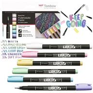 Kredki, ołówki, pastele i pisaki - Zestaw do kaligrafii pastelowy TOMBOW flamastry 6 szt. Fudenosuke Brush Pen - miniaturka - grafika 1