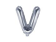 Balony i akcesoria - PartyDeco Balon foliowy Litera V, 35cm, srebrny FB2M-V-018 - miniaturka - grafika 1