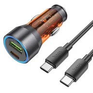 Akcesoria do smartwatchy - HOCO ładowarka samochodowa USB QC 18W + Typ C 25W + kabel Typ C do Typ C PD43W NZ12A transparentna pomarańczowa - miniaturka - grafika 1