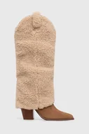 Kozaki damskie - Steve Madden kowbojki Lassy damskie kolor beżowy na słupku SM11002714 - miniaturka - grafika 1