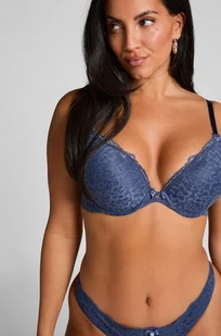 Hunkemöller Wyściełany biustonosz push-up z fiszbinami Marine Niebieski - Biustonosze - miniaturka - grafika 1