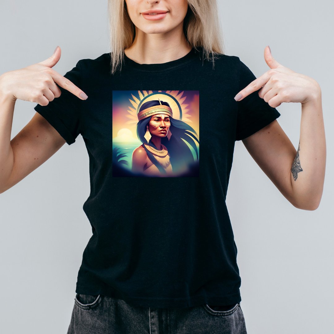 T-Shirt koszulka damska z nadrukiem INDIANKA art czarna rozmiar L