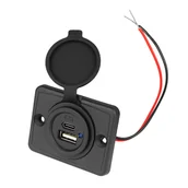 Ładowarki samochodowe - Ładowarka samochodowa do zabudowy zamykana out:USB-A + USB-C 2x5V/2,4A, in:12V/24V - miniaturka - grafika 1