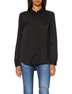 Vila Damska bluzka Viellette Satin L/S Shirt/Su-Noos, Czarny, 40 - Bluzki damskie - miniaturka - grafika 1