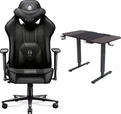 Fotele gamingowe - Fotel Diablo Chairs X-PLAYER 2.0 Normal Size Czarny + EGON 1100 Orzechowe 110 cmx60 cm - miniaturka - grafika 1