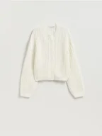 Swetry damskie - Reserved - Kardigan z ozdonym splotem - złamana biel - miniaturka - grafika 1