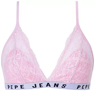 Biustonosze - Pepe Jeans Damski biustonosz koronkowy na całej długości C, różowy, M, różowy, M - grafika 1