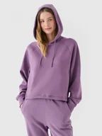 Bluzy sportowe damskie - Damska bluza dresowa nierozpinana z kapturem 4F 4FRAW24TSWSF1788 - fioletowa - miniaturka - grafika 1
