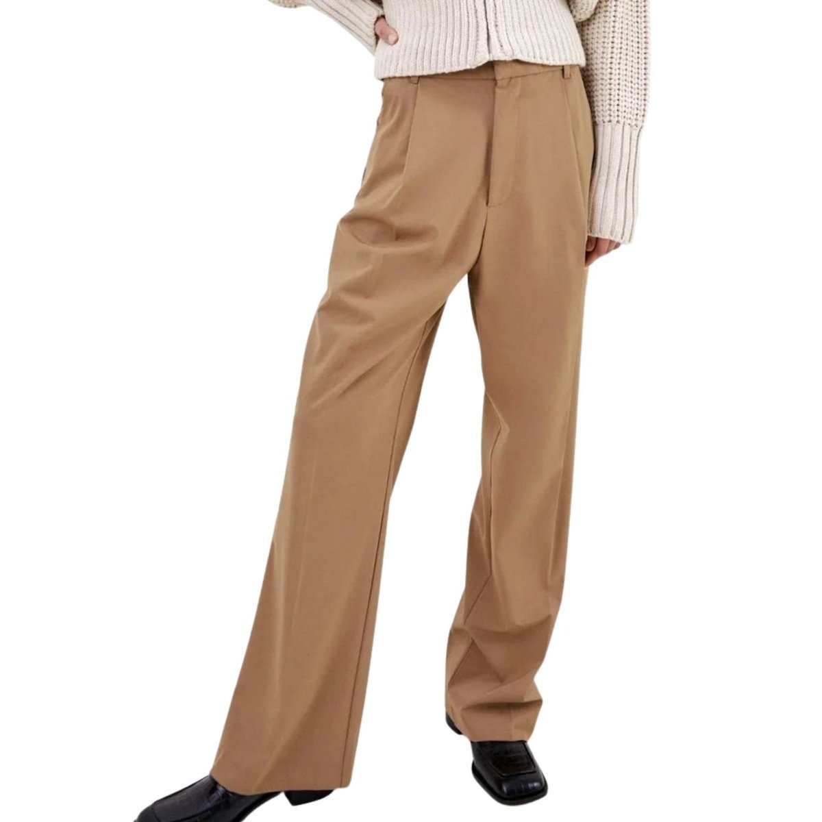 Spodnie damskie Zara eleganckie beżowe wide leg-S