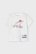 Koszulki dla chłopców - Mayoral t-shirt bawełniany dziecięcy kolor beżowy z nadrukiem - miniaturka - grafika 1