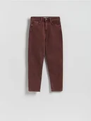 Spodnie damskie - Reserved - Jeansy mom fit - brązowy - miniaturka - grafika 1