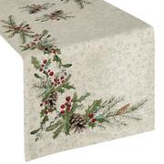 Obrusy i serwetki - Obrus dekoracyjny świąteczny bieżnik 50x110 Eurofirany naturalny wielokolorowy ostrokrzew - miniaturka - grafika 1