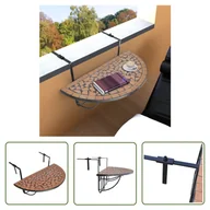 Stoły ogrodowe - The Living Store Wiszący stolik balkonowy z mozaiką - terakota - Stół Balkonowy - miniaturka - grafika 1