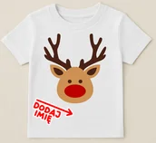 Koszulki dla dziewczynek - Koszulka z reniferem i imieniem dla chłopczyka na Mikołajki - miniaturka - grafika 1