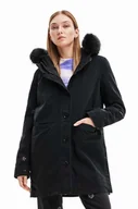 Kurtki damskie - Desigual parka dziecięca damska kolor czarny zimowa - miniaturka - grafika 1