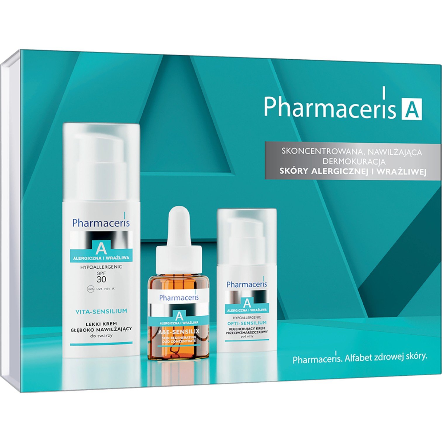 Pharmaceris zestaw A: Lekki krem SPF30 50ml + Krem pod oczy 15ml + Koncentrat 30ml