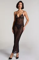 Bielizna nocna - Hunkemöller SD LONG MESH MAXIME Czarny - miniaturka - grafika 1